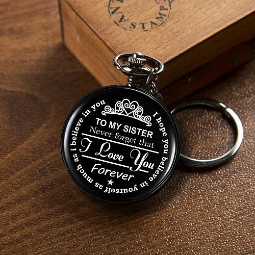 Image of Vintage Gandhi Style Pocket Watch with Engraved Designs & Messages Royal Black Analog for Men Women & Kids Includes Key Ring for car or Bike Keys Ideal Gift
