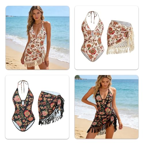 Ensemble tankini et jupe de plage extensible, maillot de bain cache-hanches chic