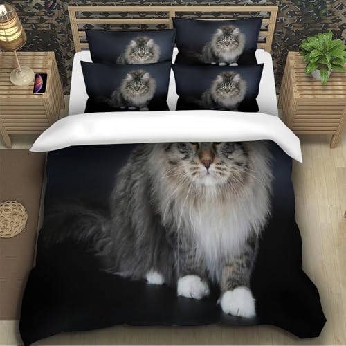 Parure de lit chat 3D respirante, la solution contre les allergies en microfibre résistante - 5