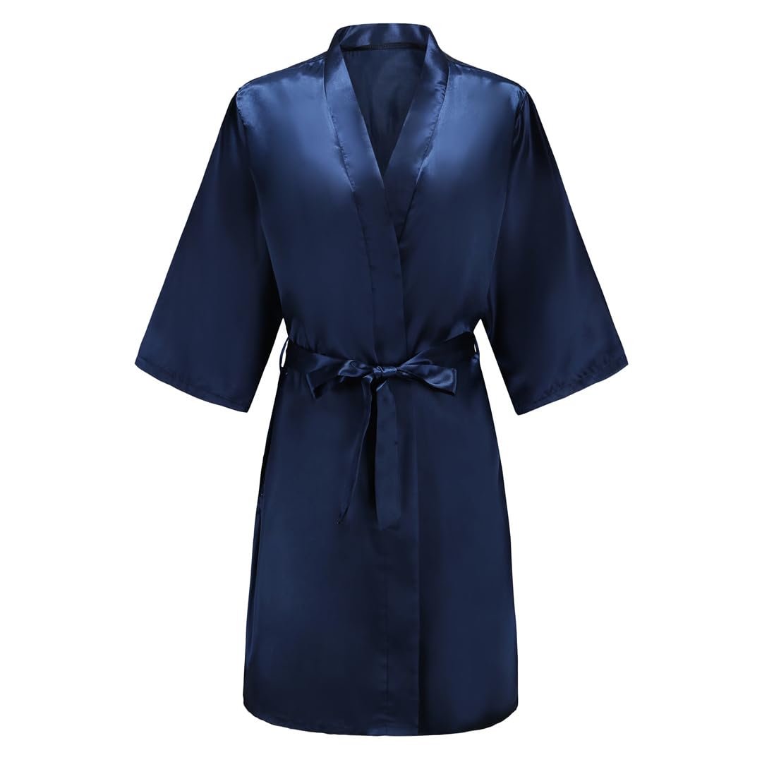 Yeuyyben Blu Navy Accappatoio Sposa Raso Robe Donne Sposarsi Sposa Partito Sorelle Madre Matrimonio Damigella d'onore Abiti