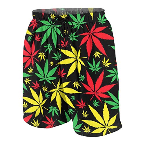 SARA NELL Men's Swim Trunks Reggae Rasta Marijuana Leaf Weed Surfing Beach Board Shorts Swimwear2