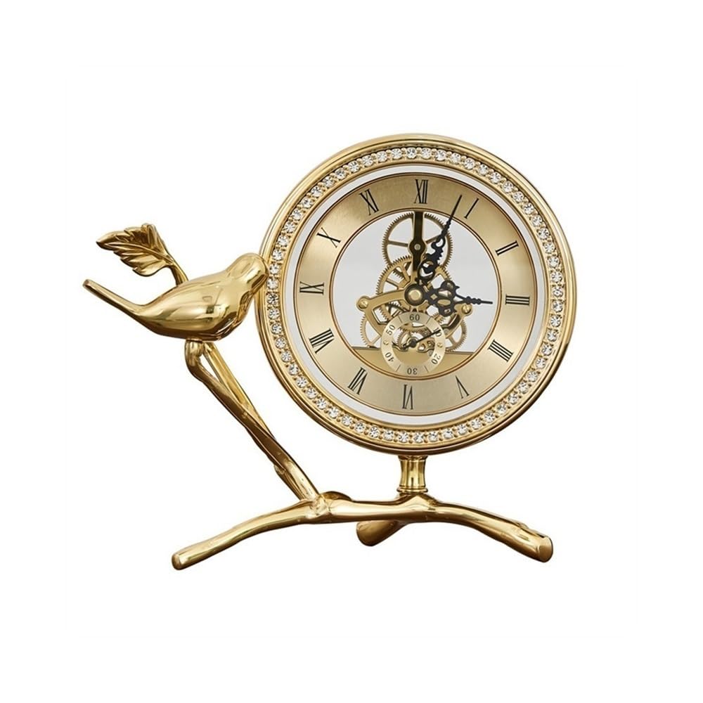 Wecker, Schreibtischuhr, geräuschlos, Kupfer, Retro, 18,5 x 21, cm, for Wohnzimmer, Schlafzimmer, Büro