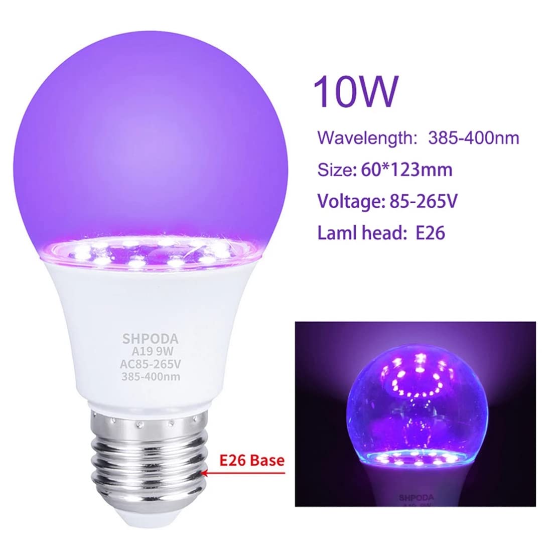 ANTIOCH 3 pezzi 10 W UV lampadina fluorescente UV UV lampada nera luce blu lampada E26 110 V 220 V per la decorazione di feste di DJ