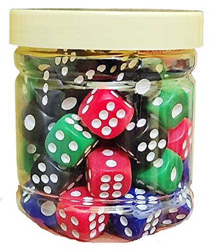 ISHARAA Pack of 50 Ludo Dice Standard Plastic 14 mm Game Multicolour Dice