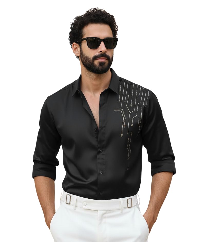 Men’s Stylish Satin Shirt for Party, Formal, Daily and Casual Wear Full Sleeve Shirt for Men