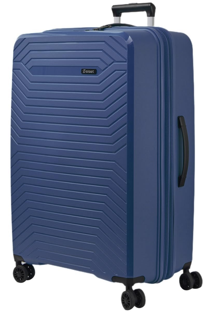 Air Nova - Maleta de Viaje Grande (23Kg) Expandible (76x52x30/33cm), Fabricada en Polipropileno, 4 Ruedas Dobles y Cerradura Combinación TSA. (Grande XL), (115L), (4.5kg), (Azul Marino).