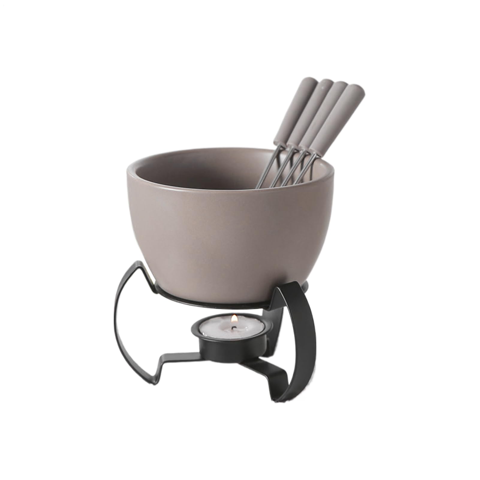 Generico Fondue Scaldaburro Ceramico con Forchette | Per Fonduta E Scioglimento Formaggio Per Dessert, Casa, Cucina, Festa, Campeggio, Picnic, Serata Romantica, Compleanno,