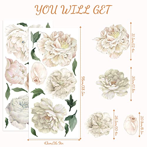 Vinilo decorativo White Peony para pared habitación de niñas miniatura 7
