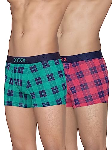 Image of XYXX Men's Modal Checkered Trunks, Slim Fit | Underwear Combo Pack of 2