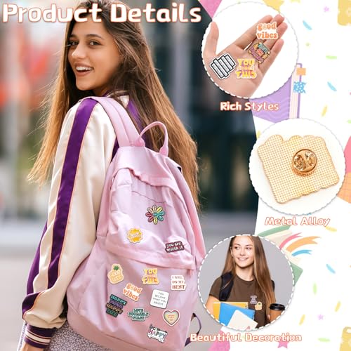 Image of SANNIX 60 Pack Motivational Enamel Pins for Backpack Hats Inspirational Lapel Pins Brooches for Backpack Hat Jewelry Accessories Inspirational Gifts for Men Women