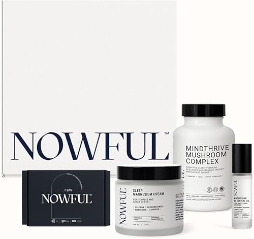 Kit de bienestar en acción juego de rituales diarios con tarjetas de afirmación, aceite esencial, bálsamo para dormir y cápsulas de hongos,