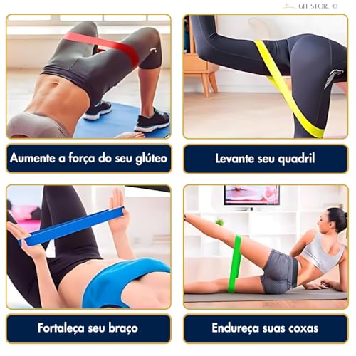 Kit 3 Faixas Elásticas Thera Band + 5 Miniband + 1 Bolsa Treino Em Casa Exercício Físico Fisioterapi