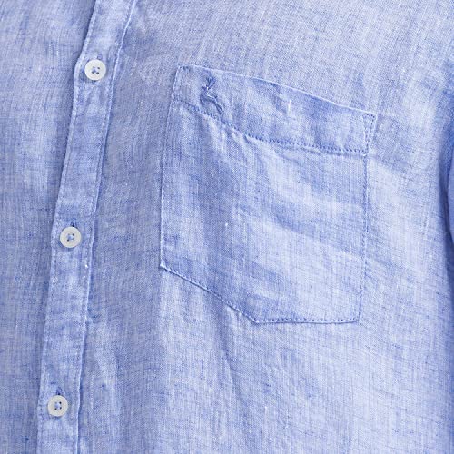 Image of Parx Linen Medium Blue Casual Shirt for Men
