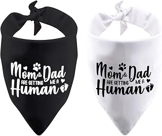 2 Pack Pregnancy Announcement Dog Bandana Mom and Dad are Getting Me a Human Dog Bandana (Getting Me a Human)