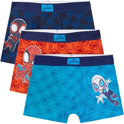 Get Trend Marvel Spidey Calzoncillos Niño 2 7 Años, Pack de 3 Boxers Infantiles de Algodón con Cintura Elástica, Ropa Interior, Regalo Niño (3 4 Años, Multi Spidey)