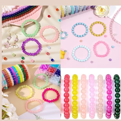 Image of Ambitieux 12 Types of Colorful 900+ pcs 8mm of Plastic Beads - Perfect for Crafting (12 Colors Sorted Beads), Multicolor