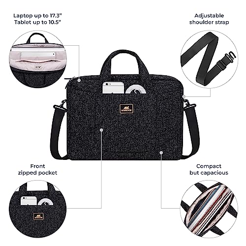 Image of RIVACASE Anvik Laptop Bag 15.6 Inches Waterproof Compact Shoulder Bag for Notebooks Ultra Light Computer Bag for Women /Men /School /Travel /Business, Compatible with Laptop Macbook Pro 15.6 inch, Black
