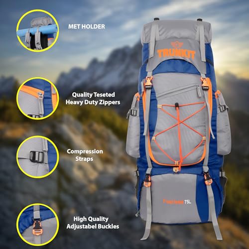 Image of Trekking Bag For Hiking /Camping /Outdoor Sports with Rain Cover Rucksack