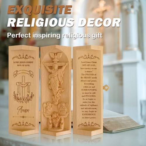 Estatua de Jesús de madera cilíndrica abierta para decoración miniatura 2