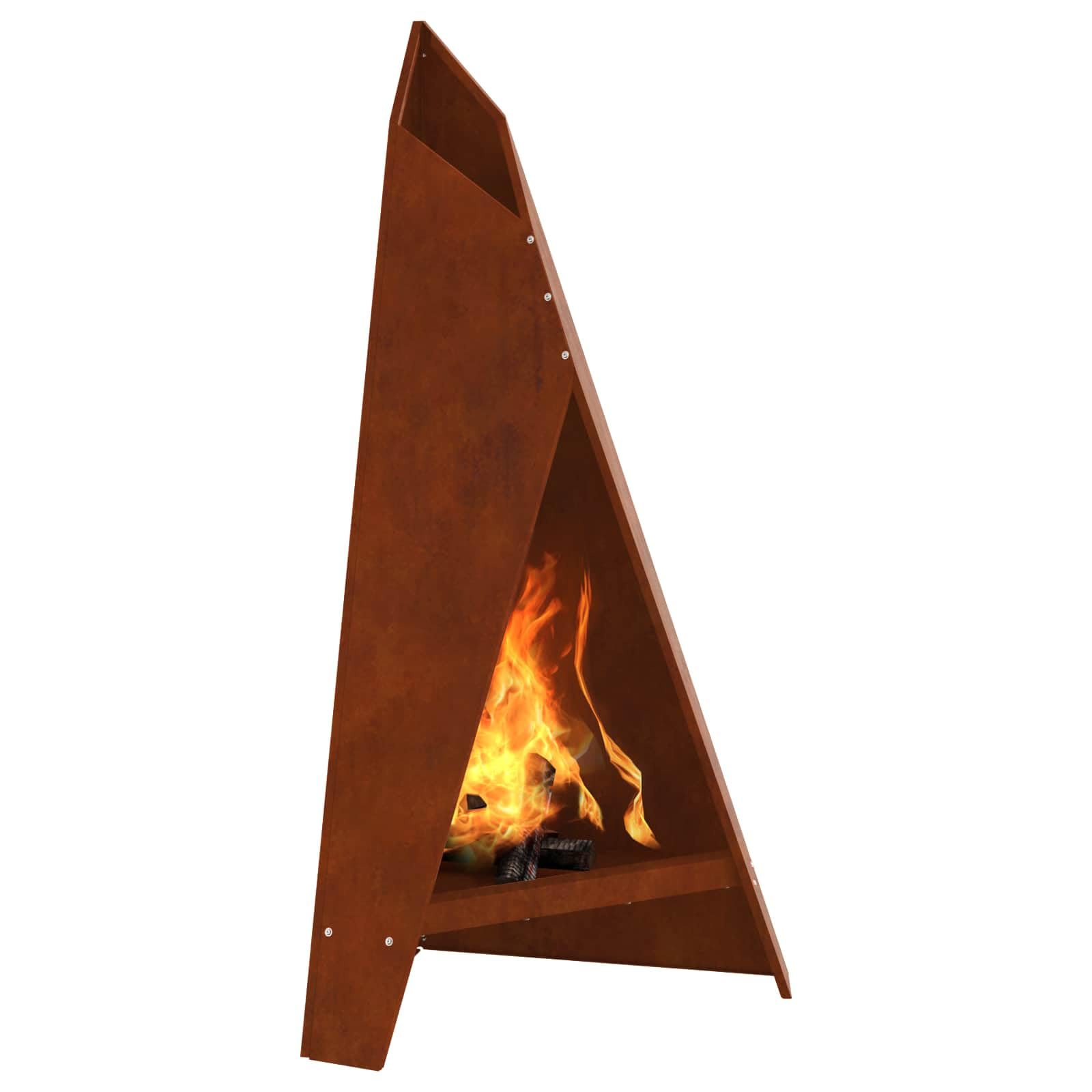 Brasero marrón de acero resistente a la intemperie, 58 x 40 x 100 cm, rectangular para patio y jardín, con gran capacidad para troncos y calor acogedor en eventos al aire libre
