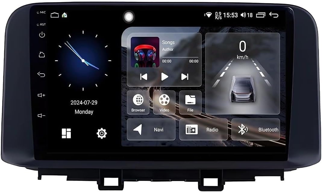 Radio samochodowe z systemem Android 15 do Hyundai Encino Kona 2018-2022, 9 cali, zestaw głośnomówiący, radio samochodowe z Bluetooth, WiFi, Carplay, Android, USB, AUX, FM, kamera cofania, 4