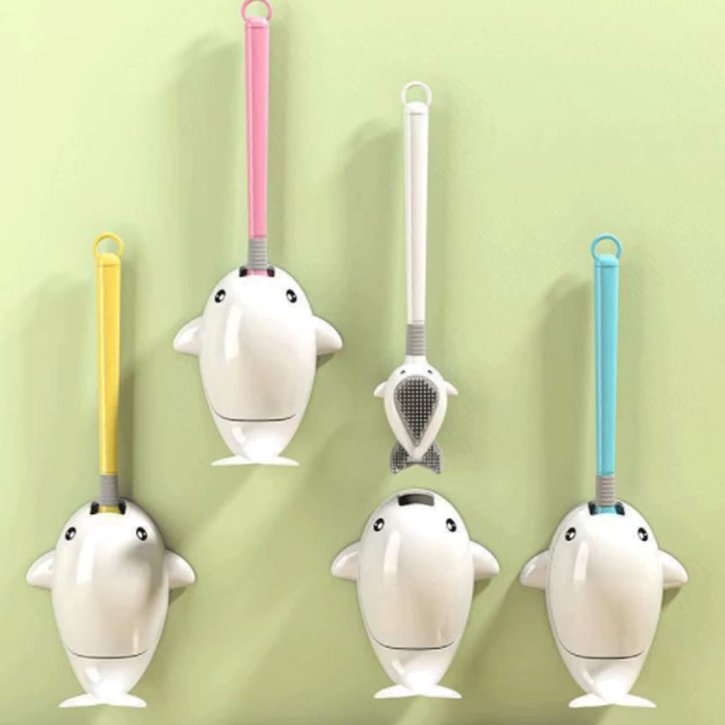 Cepillo de Inodoro con cerdas de Silicona, Cepillo y Soporte para Inodoro montado en la Pared, Cepillo Limpiador de Inodoro de Limpieza Profunda