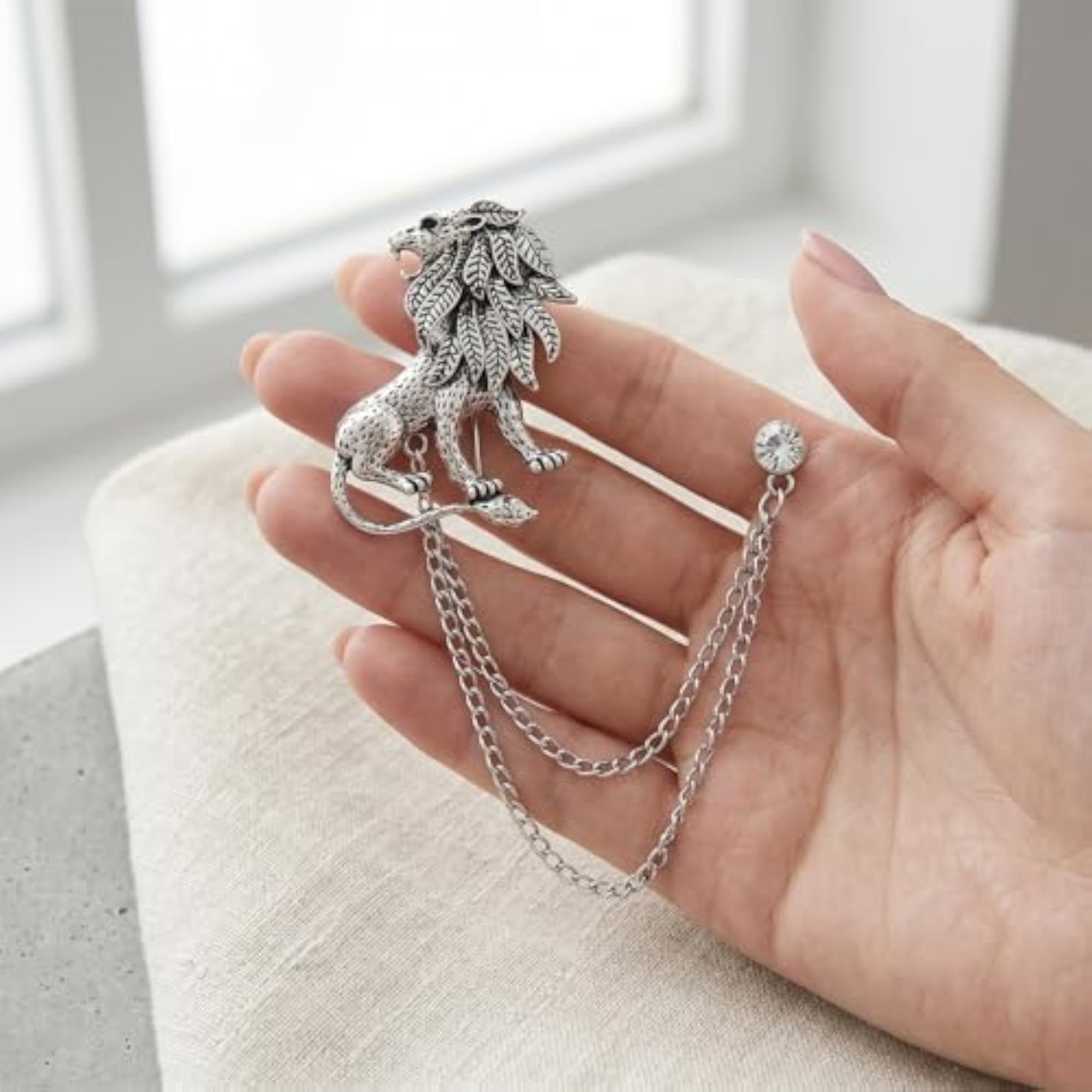 Men's & Women's Crystal Chain Tassel Lapel Pin, Elegant
