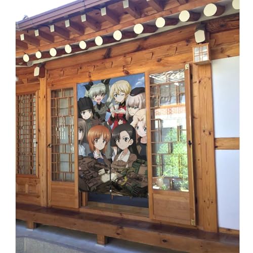 写真 ガールズ&パンツァー (9) のれん 間仕切り 目隠し 暖簾 ドアカーテン ロング 和風 遮光 厚手 柔らかい 飾り 玄関/廊下/寝室/部屋/出入り口/キッチンに プライバシー保護