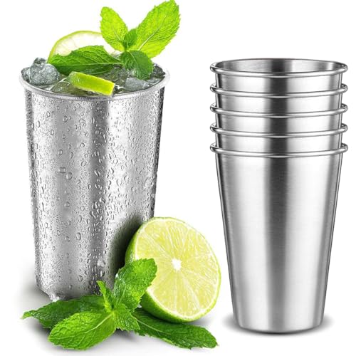 Lista de Juegos y actividades para fiestas . 44 VAGEY 6 Pzas Vasos de Acero Inoxidable 304 Apilables de 500 ml, Tazas Reutilizables para Agua, Bebida y Vino en Fiestas, Actividades al Aire Libre, Fácil de Limpiar