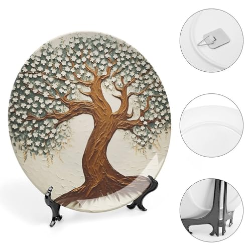 Plato decorativo de porcelana 6 pulgadas con diseño de árbol miniatura 4