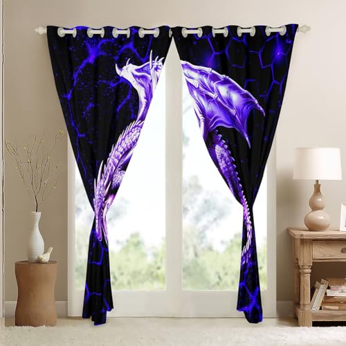 Feelyou Dragon Honeymoon Curtains for Bedroom Living Room Kids Blackout by Feelyou - Used condition - Image 4