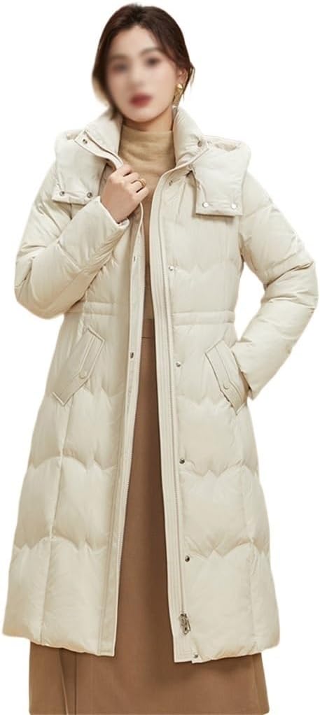 Winter Down Coat Waist Women's Long Middle-aged Slim Knee Coat