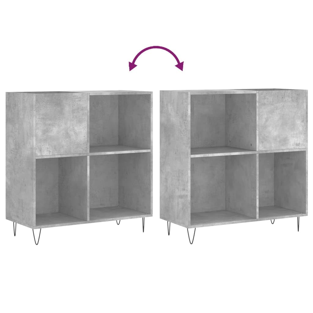 Mueble Discos Madera contrachapada Gris hormigón 84,5x38x89 cm, Estanteria CD, Mueble Tocadiscos, Mueble para Discos, Mueble para Vinilos, Mueble para Tocadiscos - 831776
