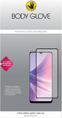 Body Glove Black Trim Border Tempered Glass Screen Protector for Oppo A57S/A57 4G