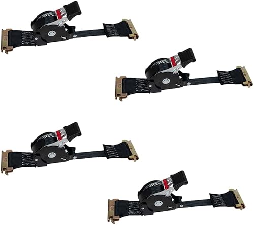 Miniatura 1 de Mytee Products Correas de trinquete retráctiles de 1 pulgada x 12 pies para E-Track - Correas de amarre retractables automáticas con 500 libras WLL