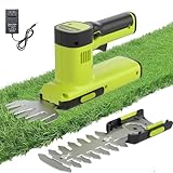 12V Cordless Hedge Trimmer & Grass Shears - 2 in 1 Handheld Small Electric Grass Shear Bush Trimmer, Lightweight Shrubbery Trimmers Battery & Charger Included, Shrub Trimmer for Garden, Yard, Lawn