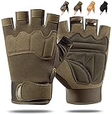 Vviitop Tactical Fingerless Gloves Half Finger Hunting Shooting Cycling Motorcycle Hiking Climbing Driving Work Gloves, Green, Medium