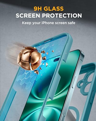 Image of Miracase Magnetic for iPhone 16 Plus Case Full-Body Phone with Built-in Glass Screen Protector, [Compatible with MagSafe] Military Drop Proof 16 Plus Cover Bumper 6.7 inch, Green