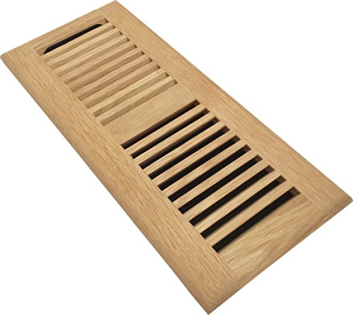 Homewell Red Oak Wood Floor Register, Drop in Vent with Damper, 4x12 Inch, Unfinished