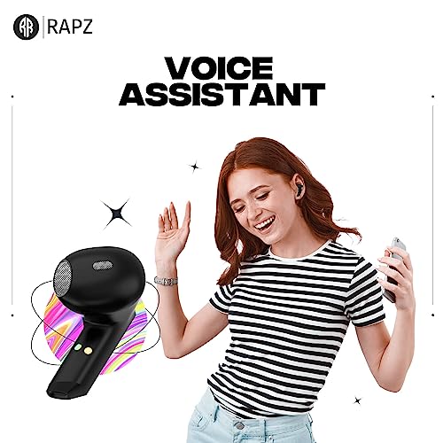 Image of Rapz BOOMPODS 3-in-1 Wireless Bluetooth v5.0 with 60 Hours Playtime with C-Type Fast Charging Port, Built-in LED Torch (Black)