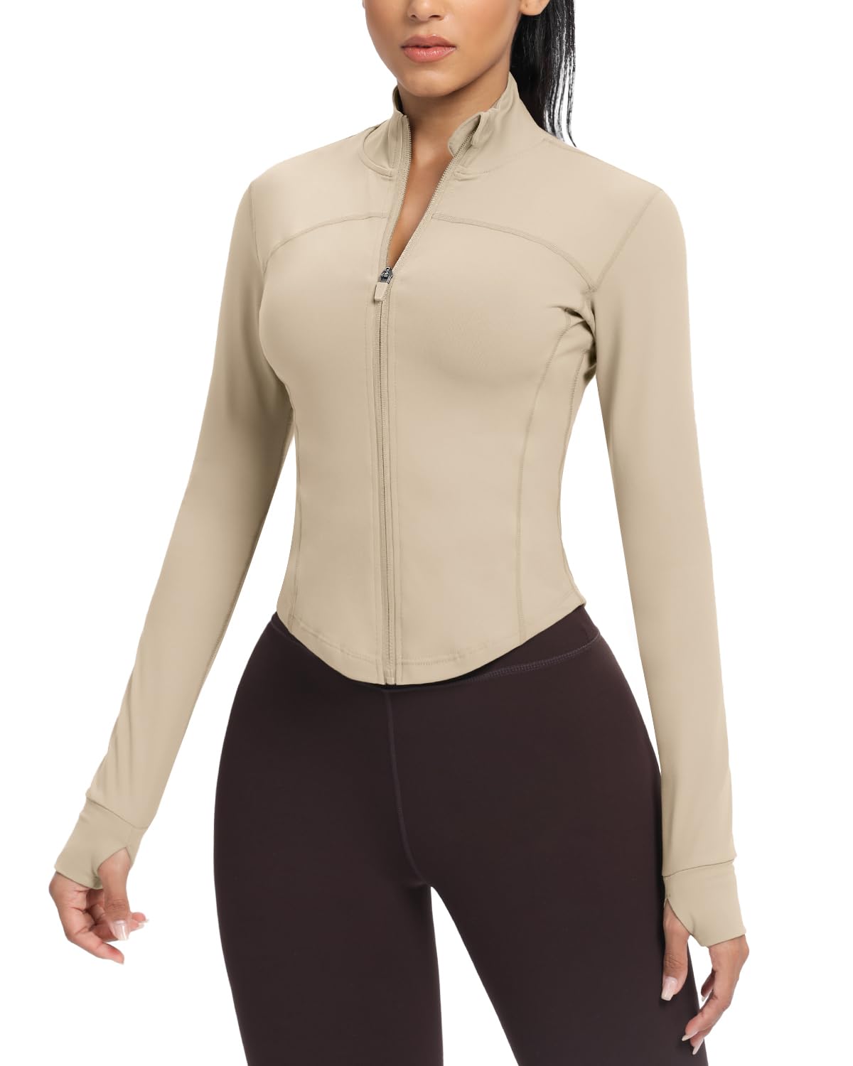 AVGO Women's Cropped Running Workout Jackets Zip Slim Fit Athletic Tops