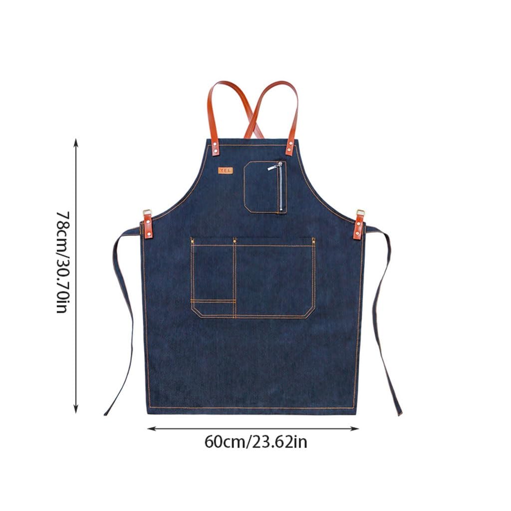 NEBE Grembiule da cameriere Grembiule di jeans, parrucchiere, negozio di tè al latte, panetteria, cameriere di ristorante, nail art, tuta da pittura Grembiuli Grembiule