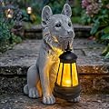 YEPOTUE Solar Dog Garden Statue, Outdoor Decoration with Lantern for Yard, Patio, Lawn Outside, Ideal Christmas Birthday Mothers Day Gifts for Mom Women Grandma