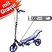 Produktbild Space Scooter X 590 Premium blau MIT Gravur - für Kinder und Erwachsene bis 120 kg mit 3-Stufen Höhenverstellung - inkl. Namensgravur - SpaceScooter Wipproller X590 Blue mit Namen