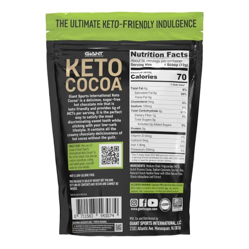 Giant Sports International 711583543074 Keto Cocoa | Delicious Sugar Free Instant Hot Chocolate Mix With 6G Of Mcts For Ketogenic Diet Low Carb Lifestyle thumb #5