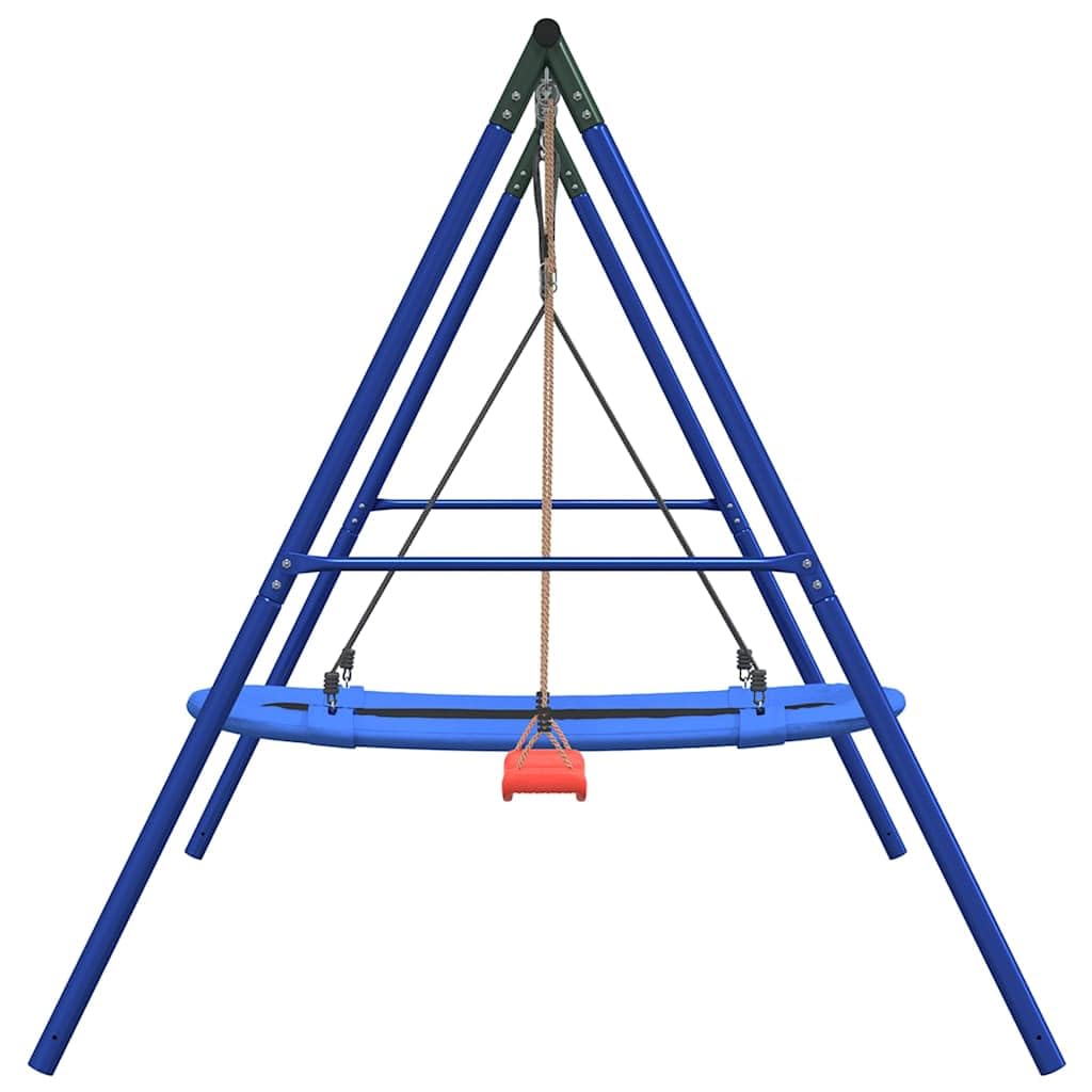 Juego de columpio con asiento y columpio nido de acero lacado de 273,5 x 185 x 185 cm, para niños de 3 a 10 años, juguete de jardín para exteriores, promueve el movimiento y la motricidad