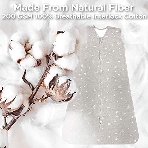 Baby Wearable Blanket, Unisex Sleeping Sack for 0-6 Months , Small Size, Sleeveless Transition Swaddle with 2-Way Zipper, 0.5 Tog Breathable Cotton Sleep Bag Sacks