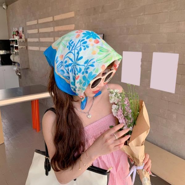 3xHead Scarf for Women Casual Headwrap Hairband Breathable Ladies Hair Bandana Blue Flower|Clothing Shoes & Accessories | Womens Accessories | Scarves & Wraps-image-27