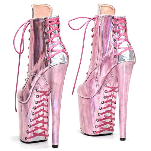 WUXIN H&P Women 8 Inch Exotic Pole Dancing Ankle Boots Platform Stiletto Lace-up High Heel Shoes4