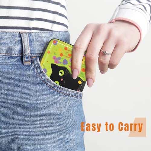 Image of Rimilak Aluminuml Credit Card Holder, Mini Credit Card Wallet RFID Blocking Slim Metal Hard Case for Women Men, Cute Cat